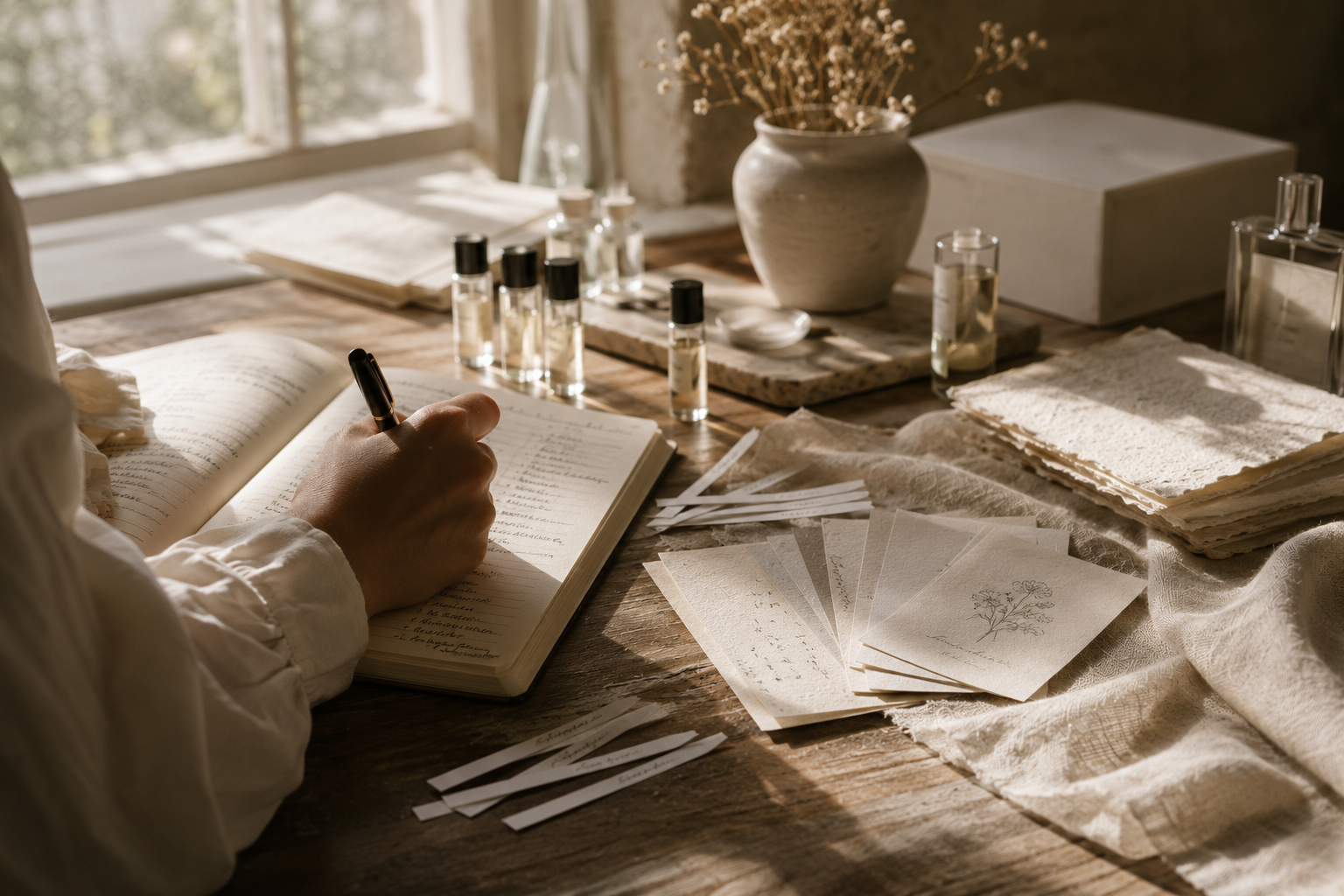 Le Ciel atelier portrait in a quiet fragrance workspace.